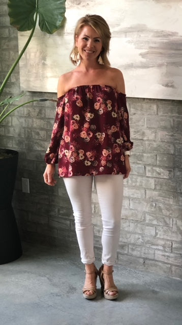 Strapless Floral Top
