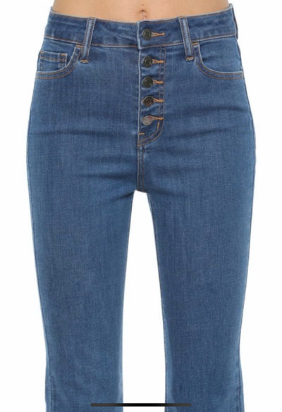Cello High Rise Button Fly Flare Jeans