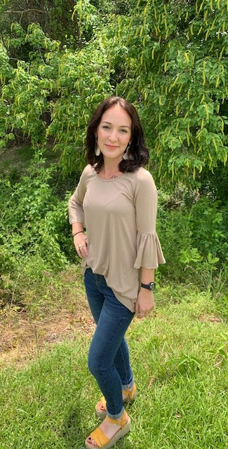 Round Neck 3/4 Bell Sleeve Top Comes In 2 Colors!