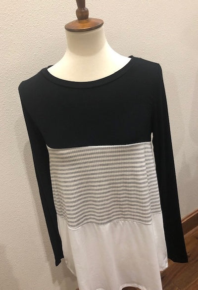 Long Sleeve Striped Navy or Black Top