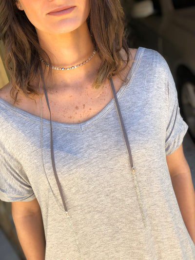 Choker With Suede And Chain Wrap