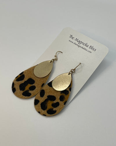 Leopard Print Earrings With Gold Detail