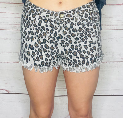 Leopard Denim Shorts