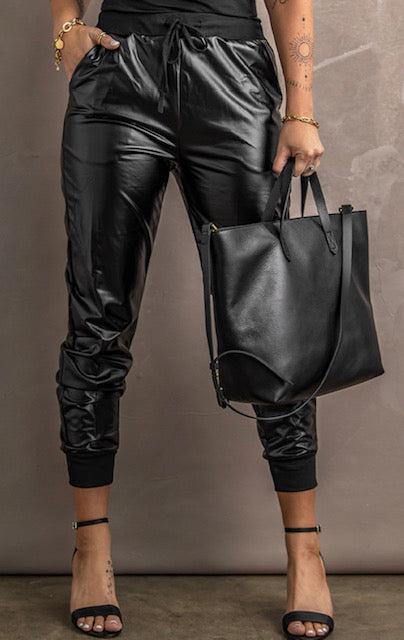 Faux Leather Joggers - The Magnolia Bliss