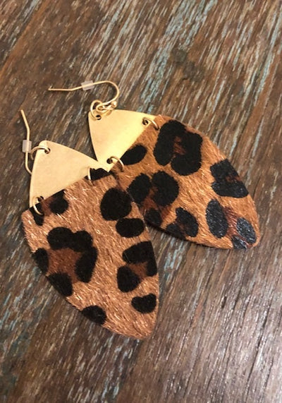 Leopard or Snakeskin With Gold Detail Earrings