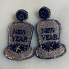 New Year Top Hat Bead Earrings