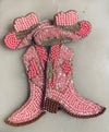 Pink Cowgirl Hat & Boot Bead Earrings
