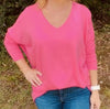 Slouchy Sweater Tunic Top V-Neck Line Front and Back