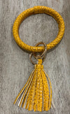 Mustard Color Snakeskin Print Key Chain Bracelet