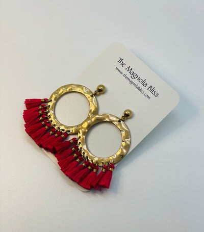 Golden Hoop Tassel Earrings In 3 Colors!!!