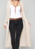 Fuzzy Material Long Open Cardigan